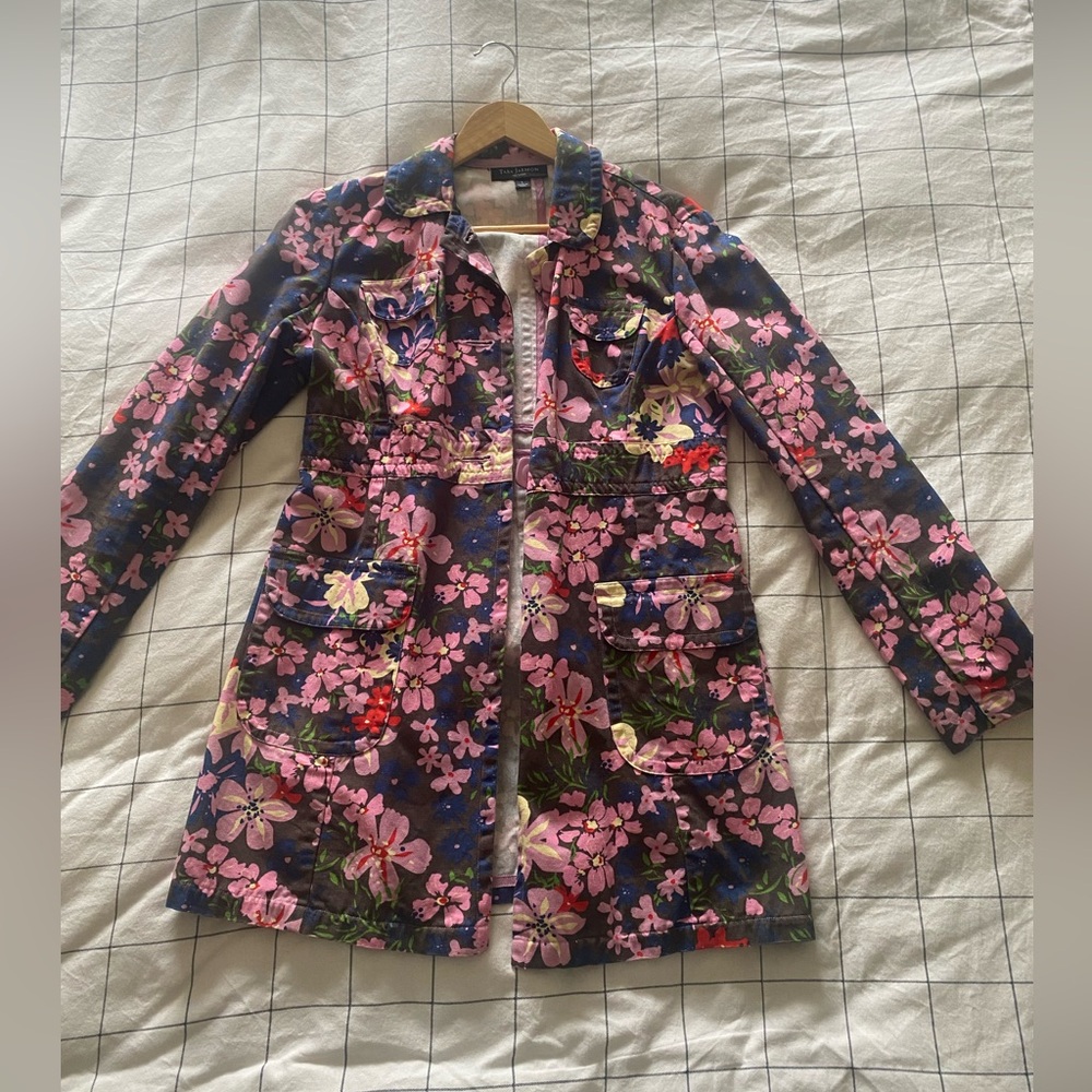 Tara Jarmon for Target Floral Belted Trench Coat Jacket Women’s Size L